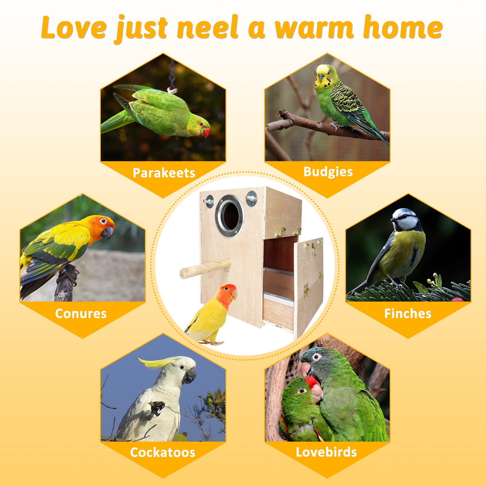 Amazon.com : kathson Parakeet Nesting Box Wooden Bird Breeding
